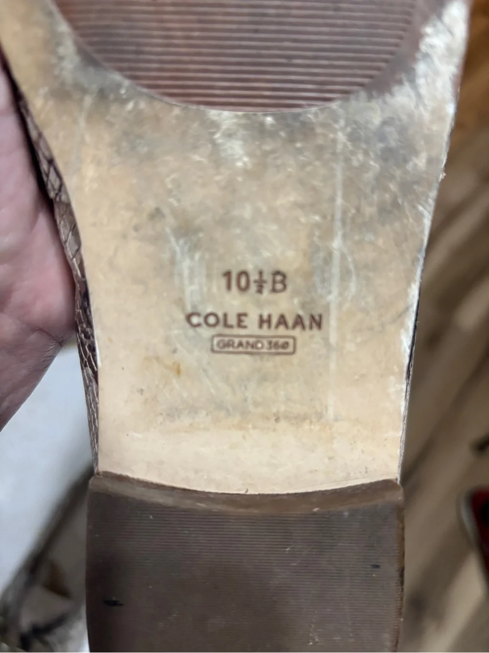 Cole Haan Beige Snake-Print Leather Loafers with Gold Bit